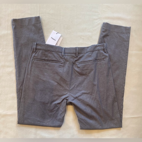NWT Theory Zaine Grey Heather Cotton Stretch Flannel Pants - Picture 4 of 5